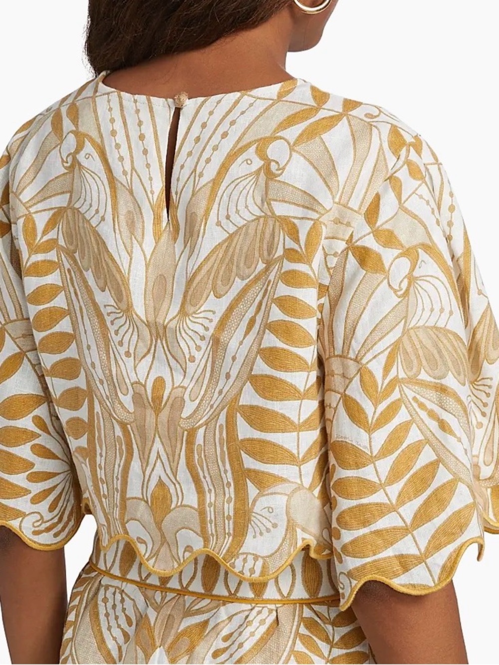 NWT M FARM Rio Lace Nature Embroidered Scallop-Hem Crop Top - Picture 3 of 7